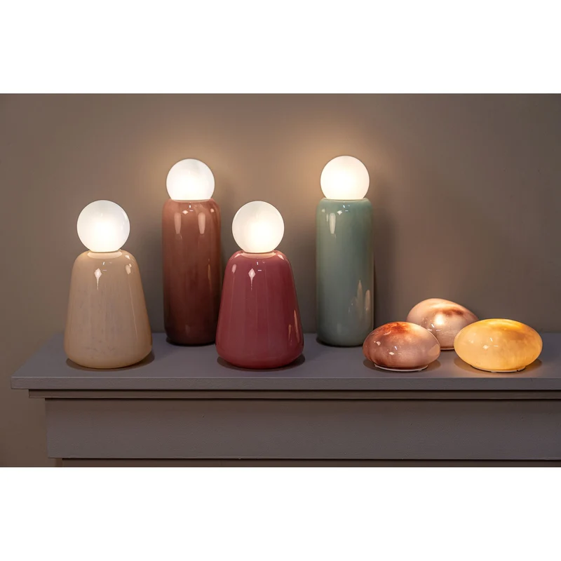 LED-Leuchte – Glas Design, Aufladbare Funktion, Beige Farbe, Niedrig – Garine | PTMD