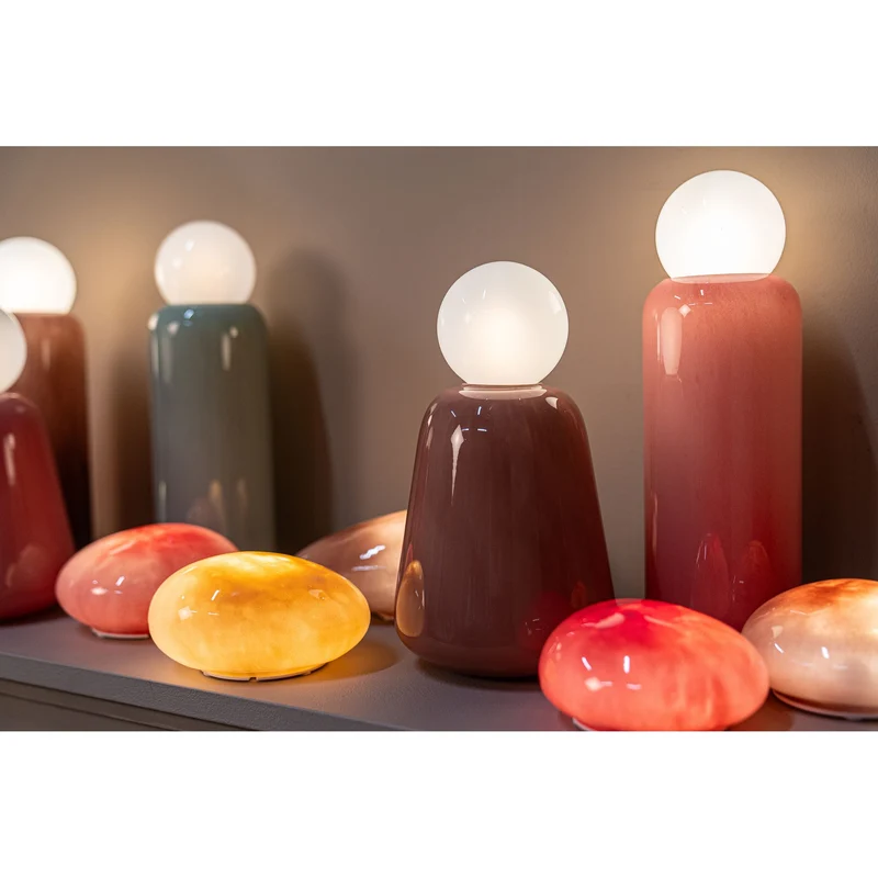LED-Leuchte – Glas Design, Aufladbare Funktion, Taupe Farbe, Niedrig – Garine | PTMD