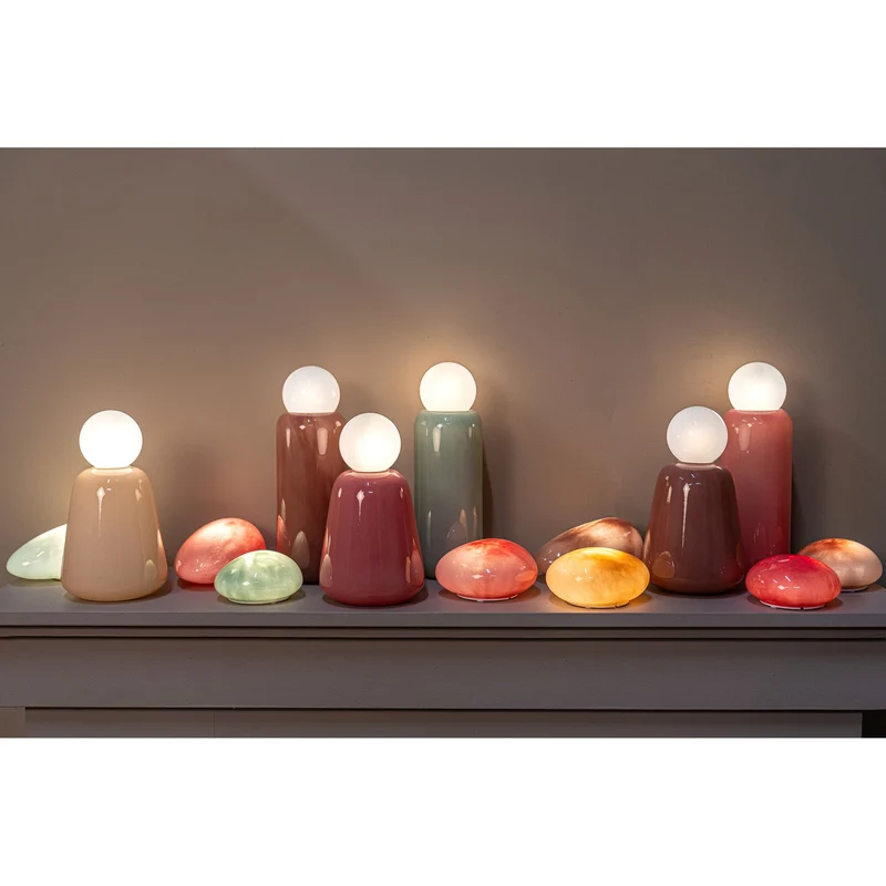 LED-Leuchte – Glas Design, Aufladbare Funktion, Dunkelrosa Farbe, Hoch – Garine | PTMD