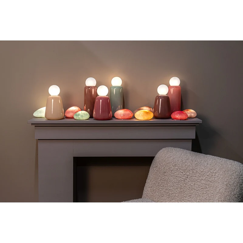 LED-Leuchte – Steinform Design, Aufladbare Funktion, Beige Farbe, M – Shalon | PTMD
