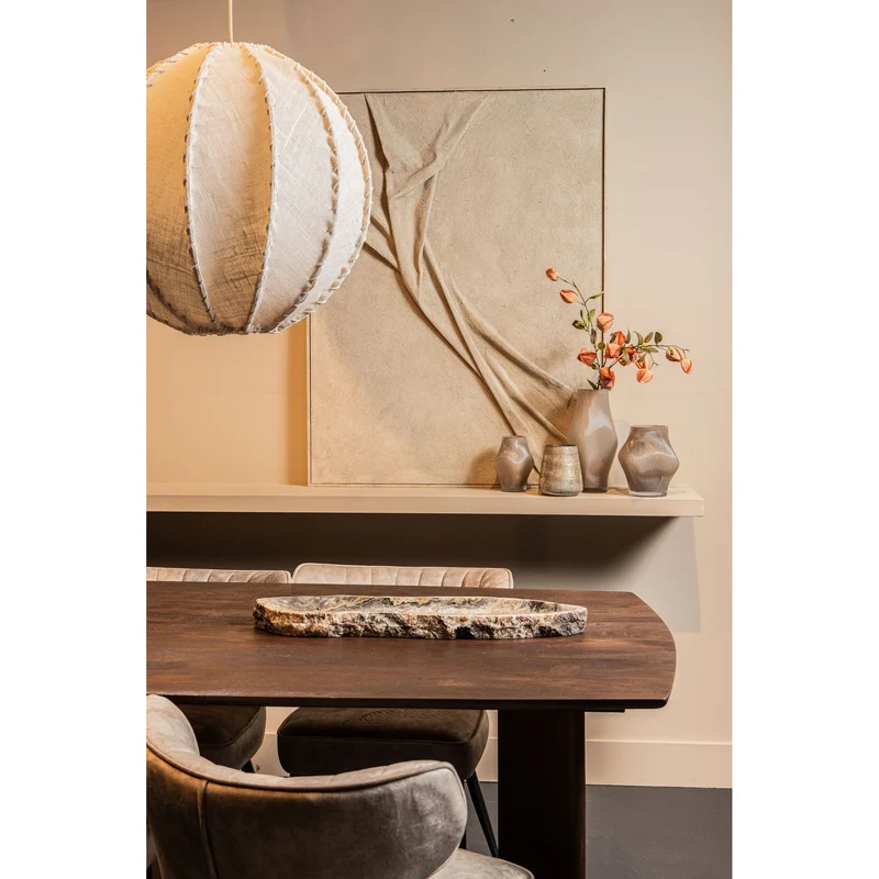 Pendelleuchte aus Jute und Eisen mit Cremeton und Flechtoptik in Kugelform, L – Myka | PTMD