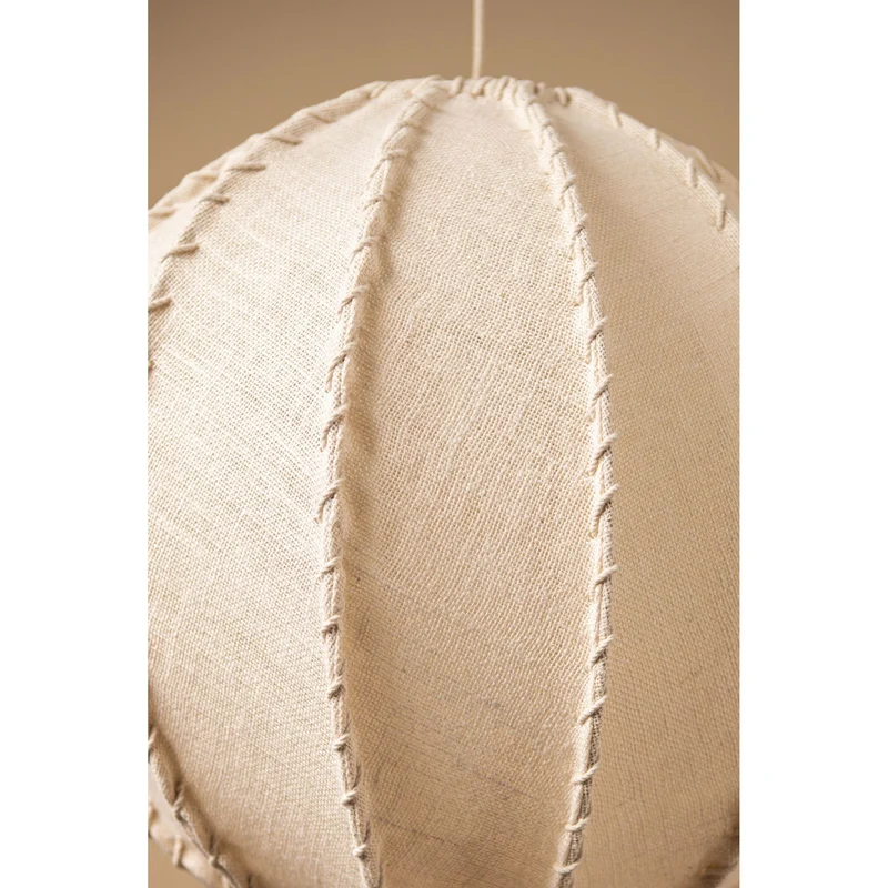 Pendelleuchte aus Jute und Eisen mit Cremeton und Flechtoptik in Kugelform, L – Myka | PTMD