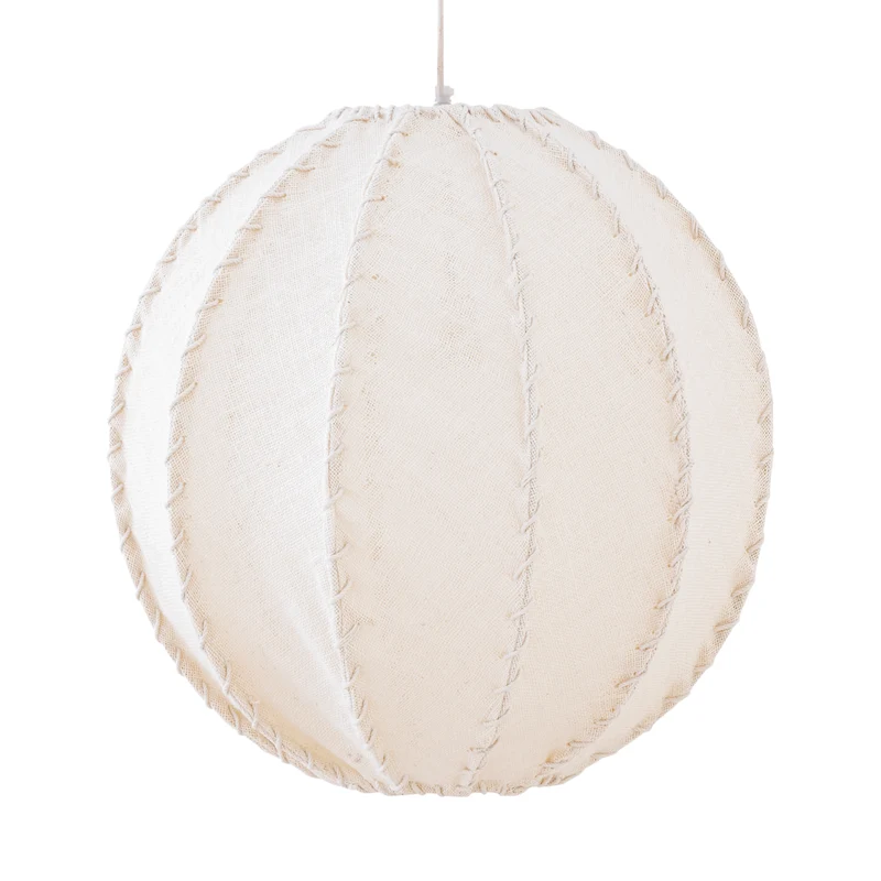 Pendelleuchte aus Jute und Eisen mit Cremeton und Flechtoptik in Kugelform, L – Myka | PTMD