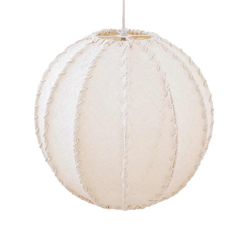 Pendelleuchte aus Jute und Eisen mit Cremeton und Flechtoptik in Kugelform, S – Myka | PTMD