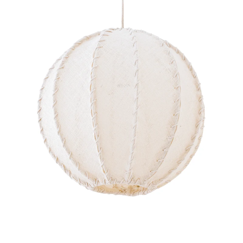 Pendelleuchte aus Jute und Eisen mit Cremeton und Flechtoptik in Kugelform, S – Myka | PTMD