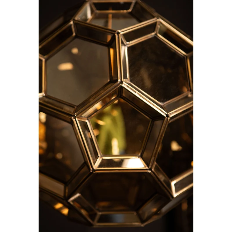 Pendelleuchte aus Glas und Metall mit Antikmessington und Kugelform – Thyro | PTMD