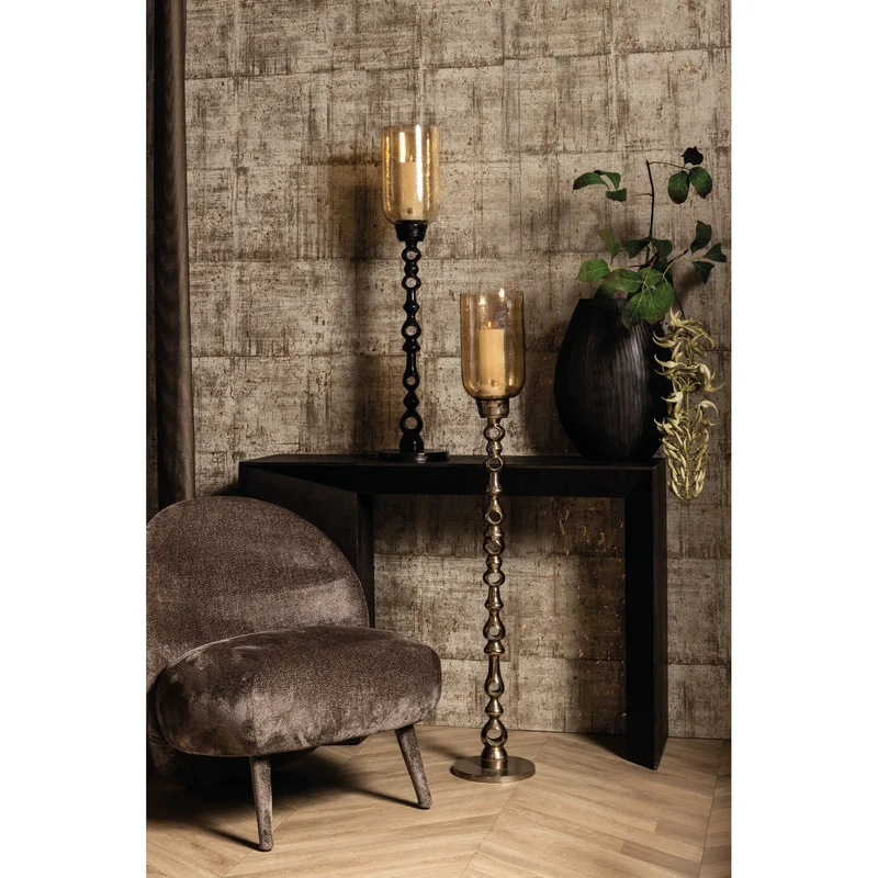 Bodenwindlicht – Gegossenes Aluminium, Rundes Design, Champagner Oberfläche, L – Tracy | PTMD