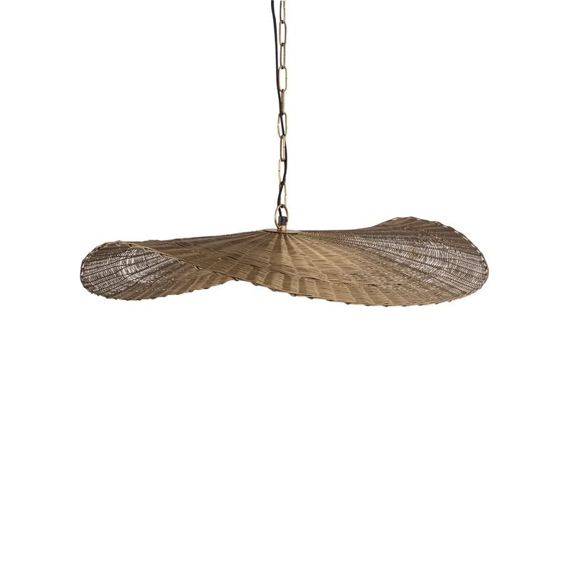 Pendelleuchte – Wellen Design, Runde Form, Eisenmaterial, Gold, S – Shauney | PTMD