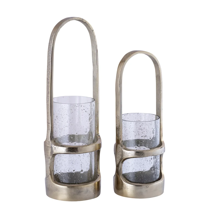 Laterne – Gegossenes Aluminium Design, Hohe Form, Goldener Farbton, S – Rahana | PTMD