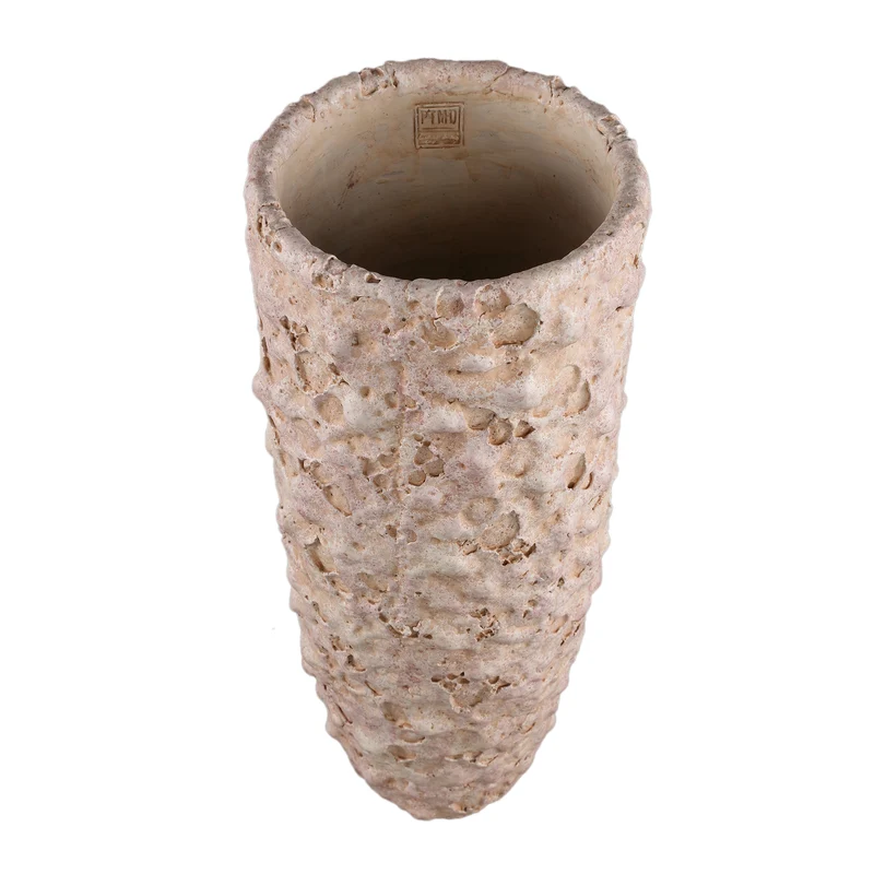 Blumentopf - Runder Zement, Raue Oberfläche, Hellrosa,Hoch, L – Romas | PTMD