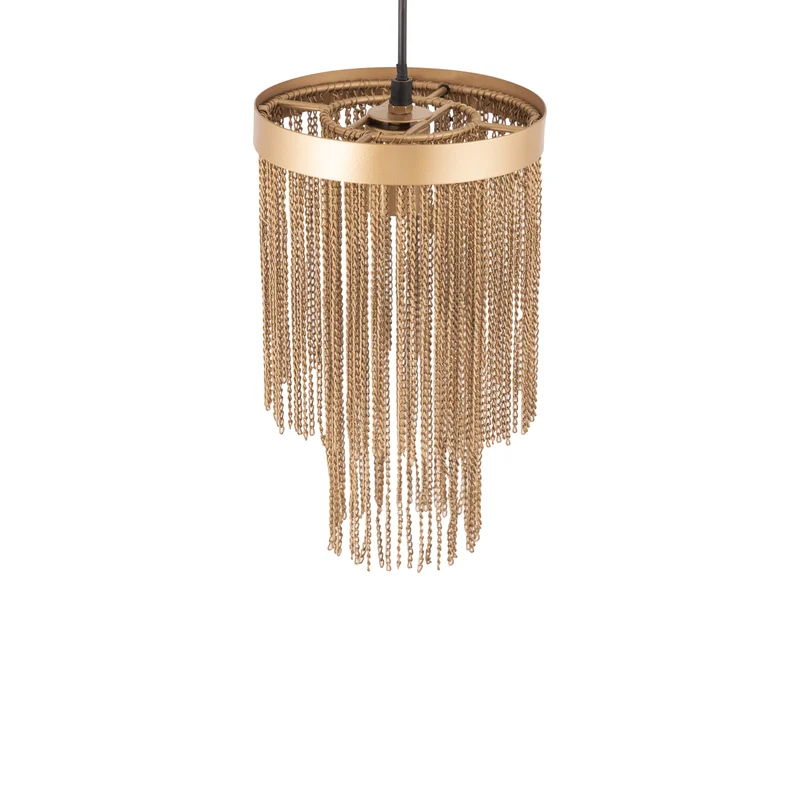 Pendelleuchte aus Eisen, goldfarbene Optik, Kettendesign, rundes Design, mit Baldachin, S – Brenton | PTMD
