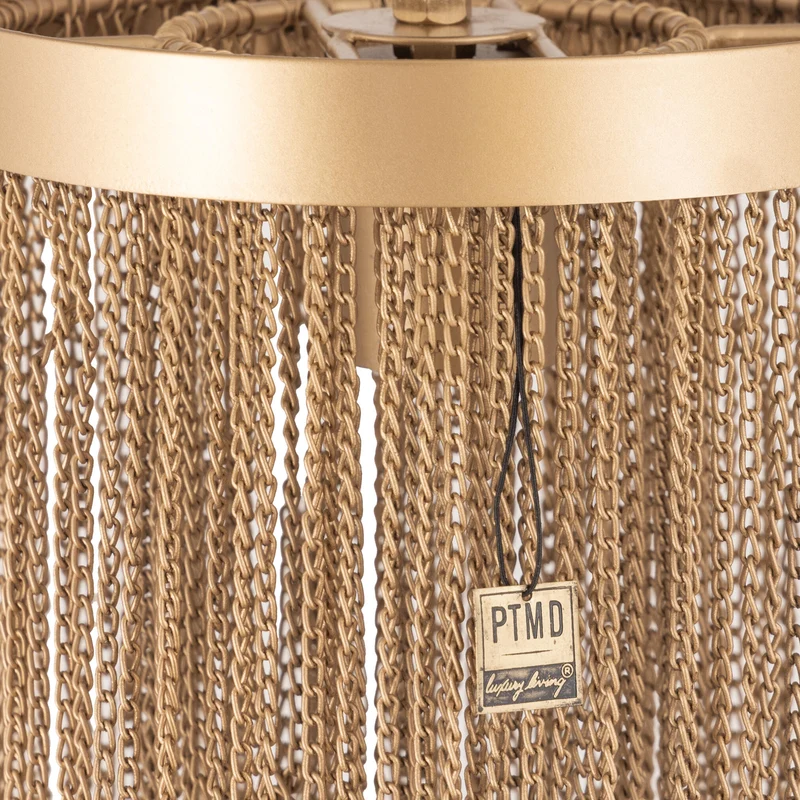 Pendelleuchte aus Eisen, goldfarbene Optik, Kettendesign, rundes Design, mit Baldachin, S – Brenton | PTMD