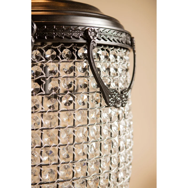Pendelleuchte aus Kristall, Glas und Metall, ovales Klassik-Design, anthrazitfarbene Optik, mit Baldachin, S – Lidde | PTMD