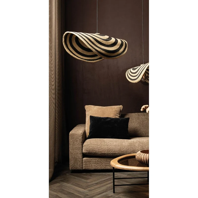 Pendelleuchte – Wellen Design, Flache Form, Seegrasmaterial, Natur, S – Loulou | PTMD