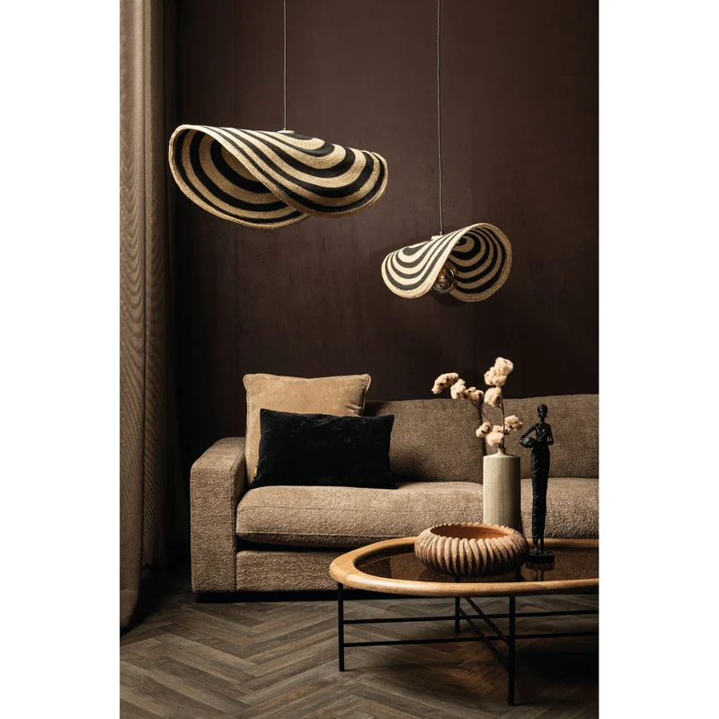 Pendelleuchte – Wellen Design, Breite Form, Seegrasmaterial, Natur, L – Loulou | PTMD