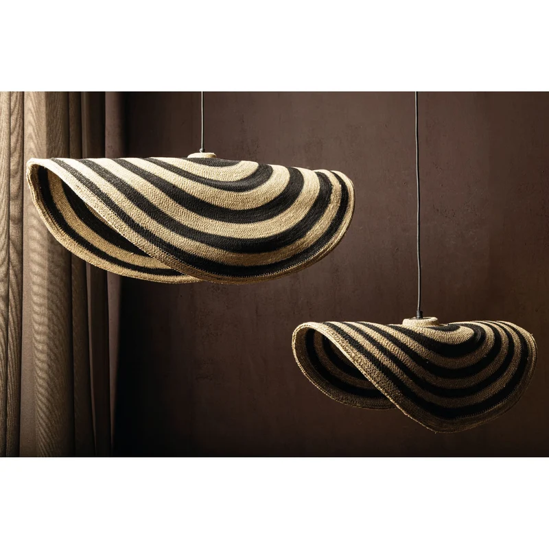 Pendelleuchte – Wellen Design, Breite Form, Seegrasmaterial, Natur, L – Loulou | PTMD
