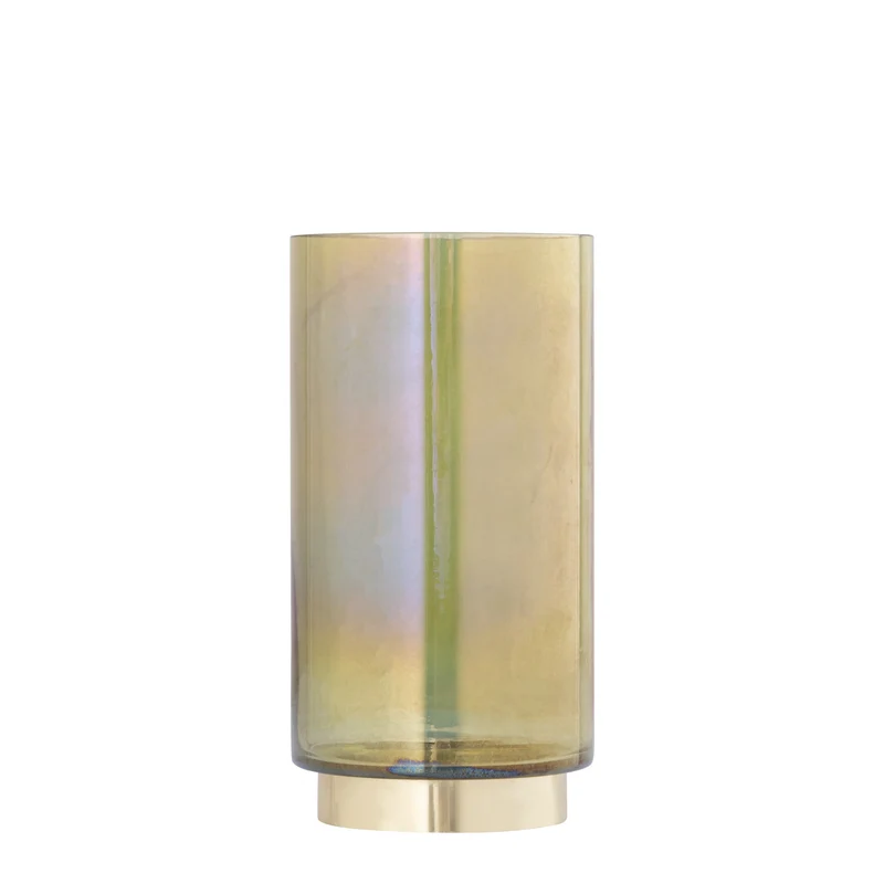 Windlicht – Modernes Design, Runde Form, Glas Metall Material, Grün, S – Norah | PTMD