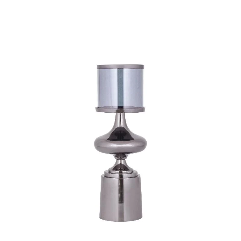 Windlicht – Aluminium Rahmen, Glas Zylinder, Schwarze Farbgebung, S – Uvira | PTMD