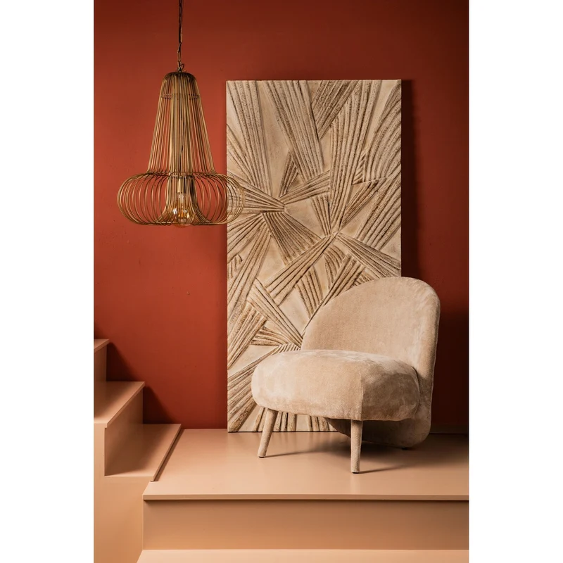 Pendelleuchte aus Eisen, antik-messingfarbene Optik, Drahtgitter-Design, mit Baldachin – Aluesi | PTMD