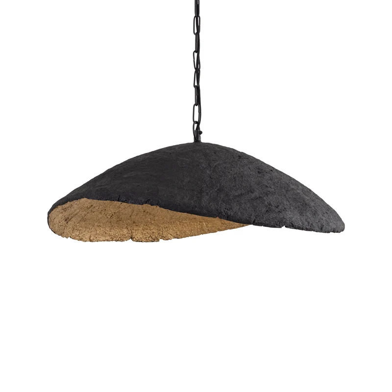 Pendelleuchte – Wellen Design, Offene Form, Pappmaché Material, Schwarz – Majid | PTMD
