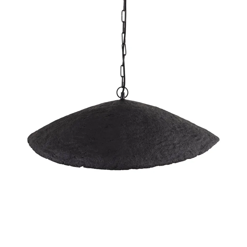 Pendelleuchte – Wellen Design, Offene Form, Pappmaché Material, Schwarz – Majid | PTMD