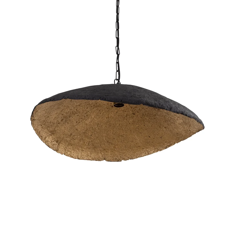Pendelleuchte – Wellen Design, Offene Form, Pappmaché Material, Schwarz – Majid | PTMD