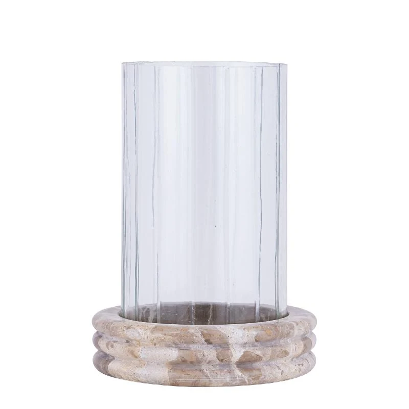 Windlicht – Marmor Sockel, Rundes Glasdesign, Klare Farbgebung, S – Jolee | PTMD