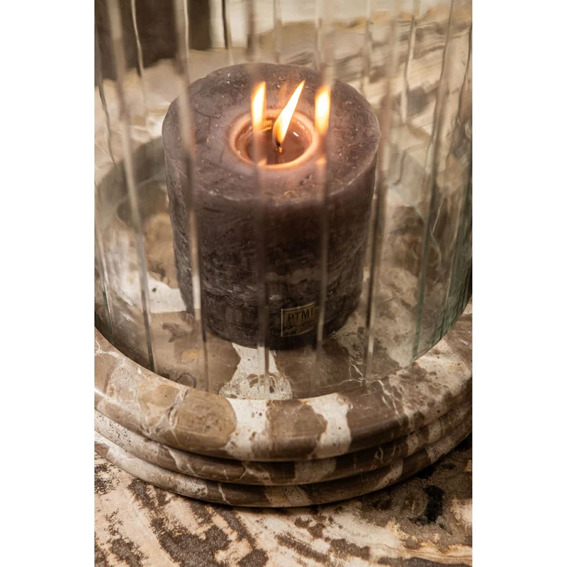 Windlicht – Marmor Sockel, Rundes Glasdesign, Klare Farbgebung, S – Jolee | PTMD