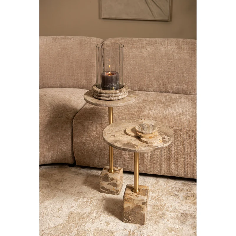 Windlicht – Marmor Sockel, Rundes Glasdesign, Klare Farbgebung, S – Jolee | PTMD