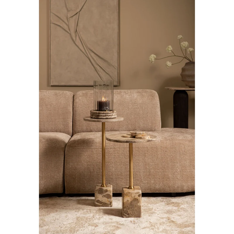 Windlicht – Marmor Sockel, Rundes Glasdesign, Klare Farbgebung, S – Jolee | PTMD