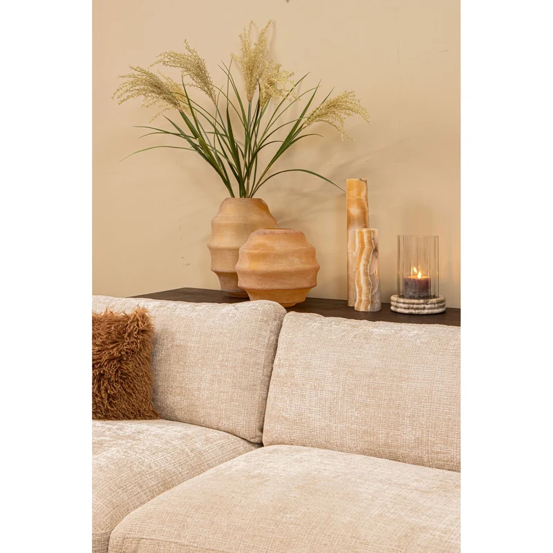 Windlicht – Marmor Sockel, Rundes Glasdesign, Klare Farbgebung, L – Jolee | PTMD