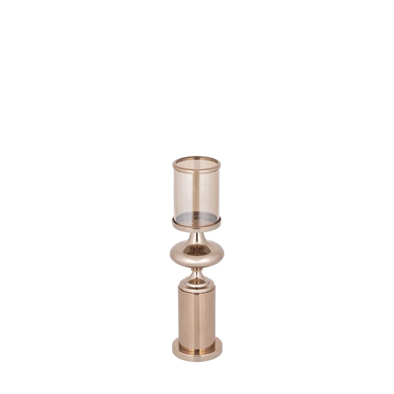 Windlicht – Edelstahl Rahmen, Glas Zylinder, Bronze Farbgebung, S – Rodire | PTMD