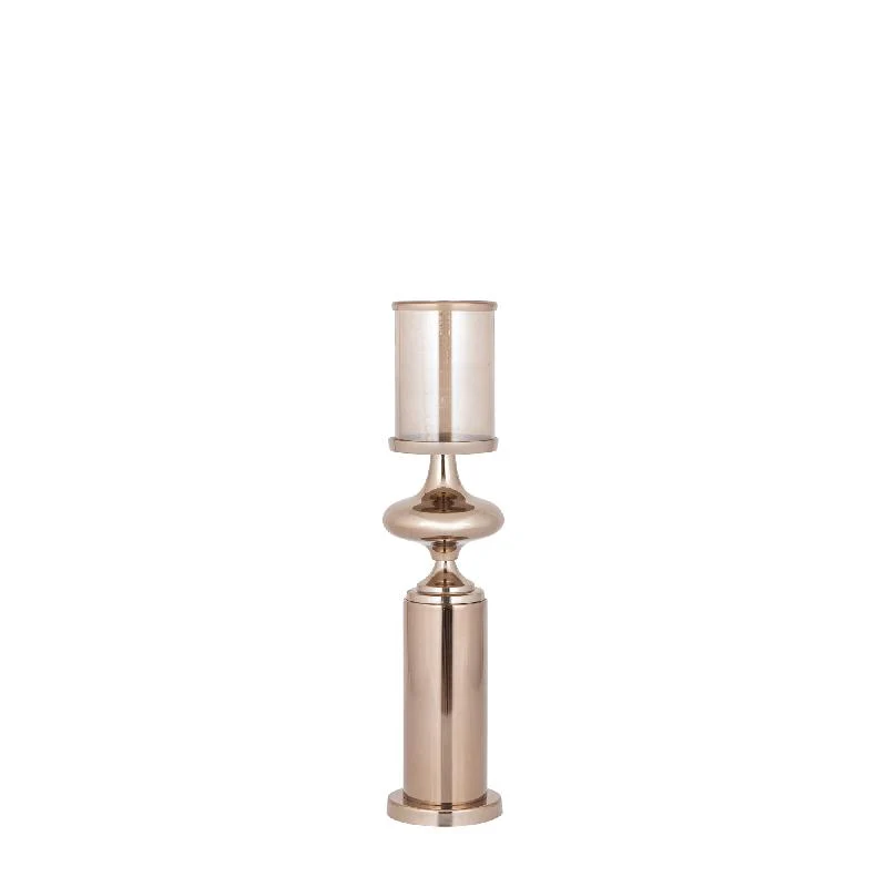 Windlicht – Edelstahl Rahmen, Glas Zylinder, Bronze Farbgebung, M – Rodire | PTMD