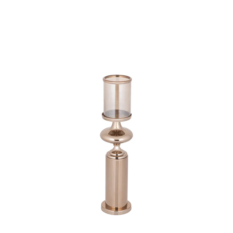 Windlicht – Edelstahl Rahmen, Glas Zylinder, Bronze Farbgebung, M – Rodire | PTMD