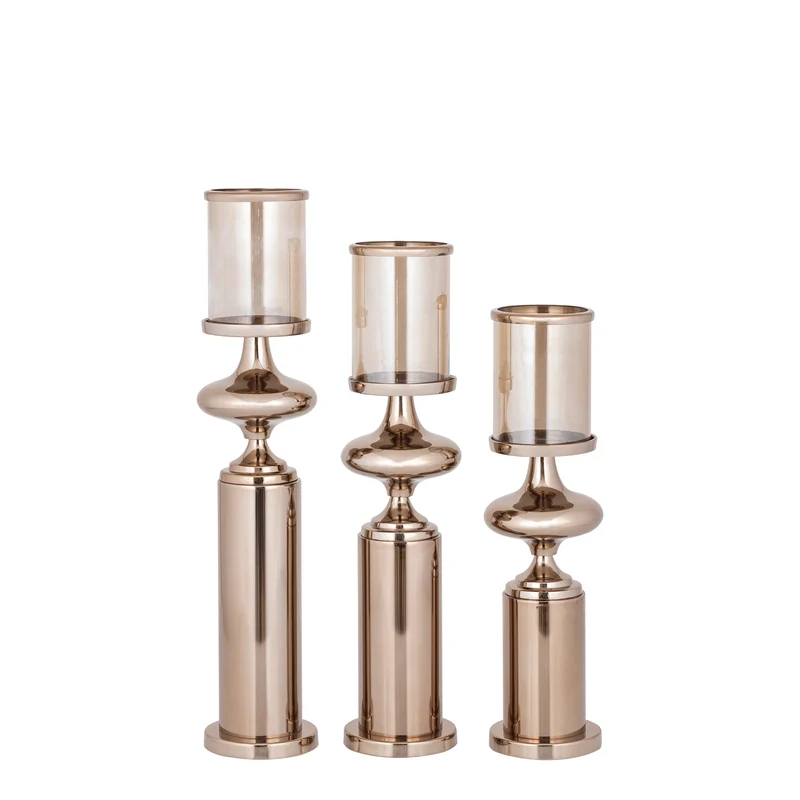Windlicht – Edelstahl Rahmen, Glas Zylinder, Bronze Farbgebung, M – Rodire | PTMD