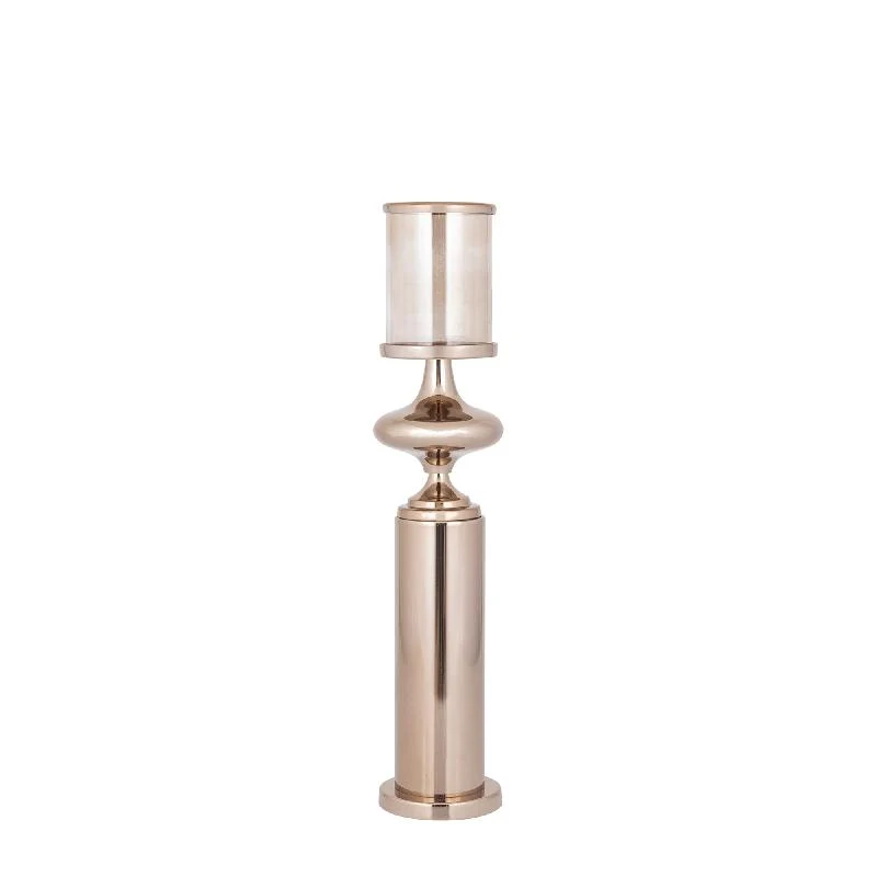Windlicht – Edelstahl Rahmen, Glas Zylinder, Bronze Farbgebung, L – Rodire | PTMD