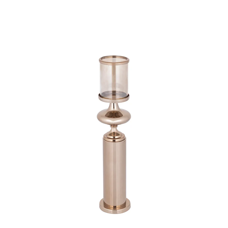 Windlicht – Edelstahl Rahmen, Glas Zylinder, Bronze Farbgebung, L – Rodire | PTMD