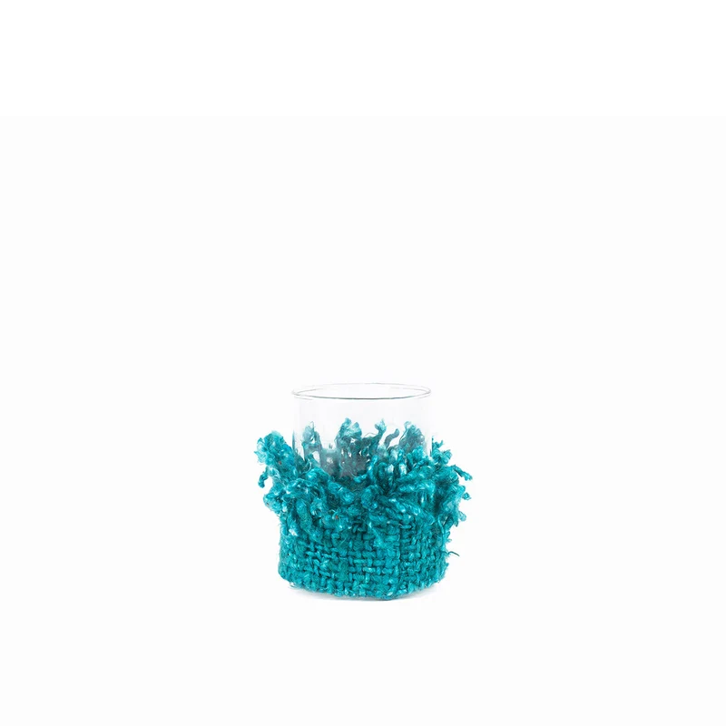 Windlicht – Baumwollmaterial, Gestricktes Design, Dekorativer Glasbehälter, M – Oh My Gee | Bazar Bizar Antwerp