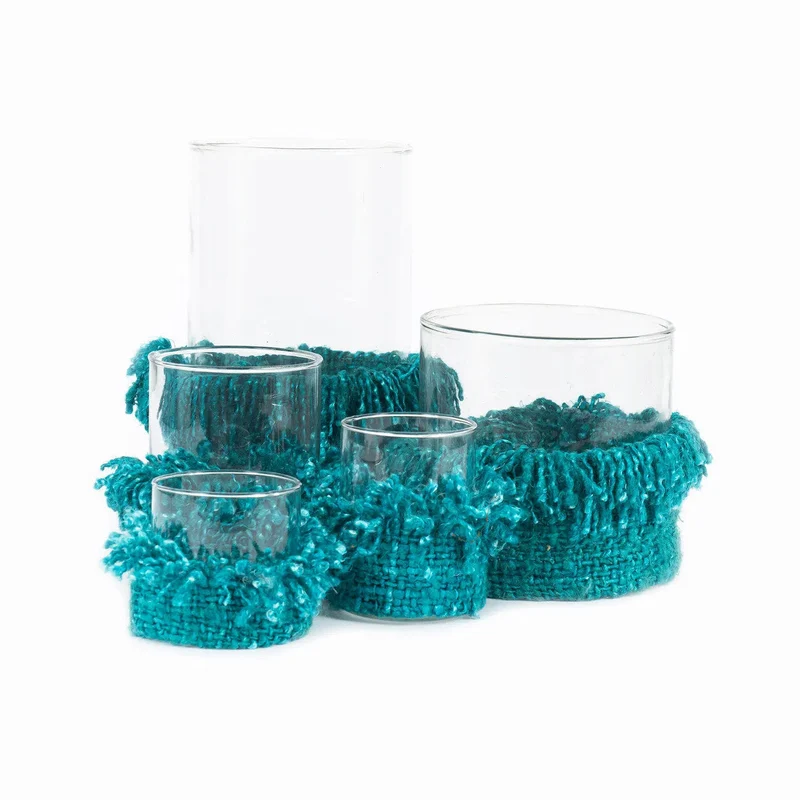 Windlicht – Baumwollmaterial, Gestricktes Design, Dekorativer Glasbehälter, M – Oh My Gee | Bazar Bizar Antwerp