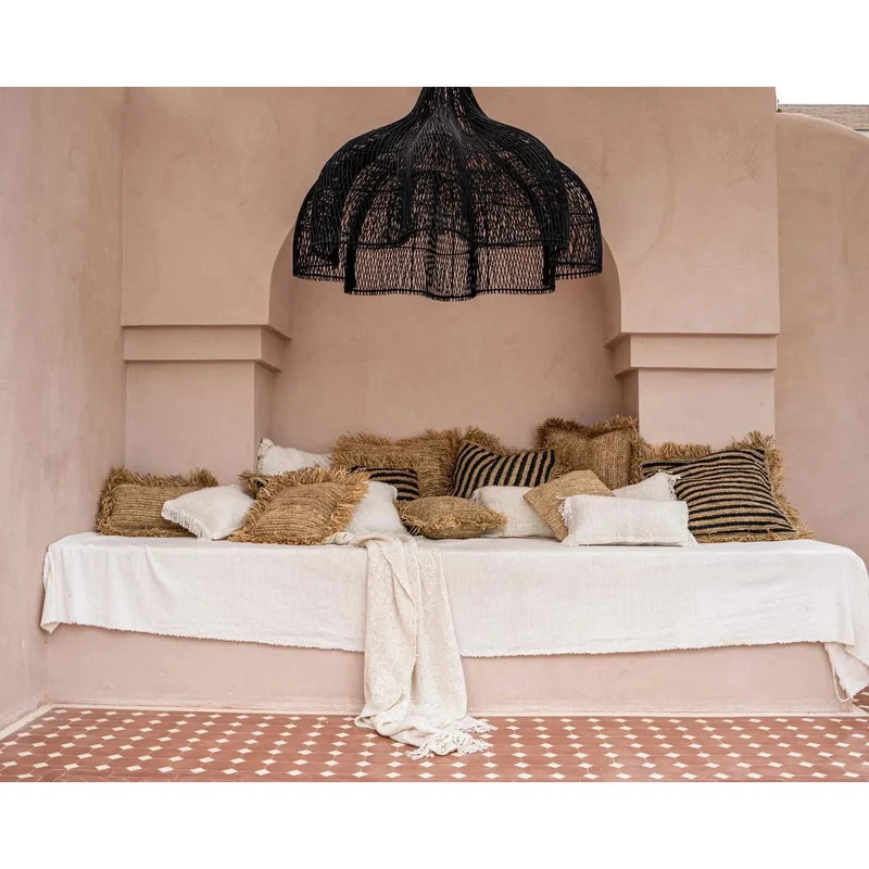 Pendelleuchte – Schwarzes Rattan, Diamant Geflecht, Konische Form, XL - Whipped | Bazar Bizar Antwerp