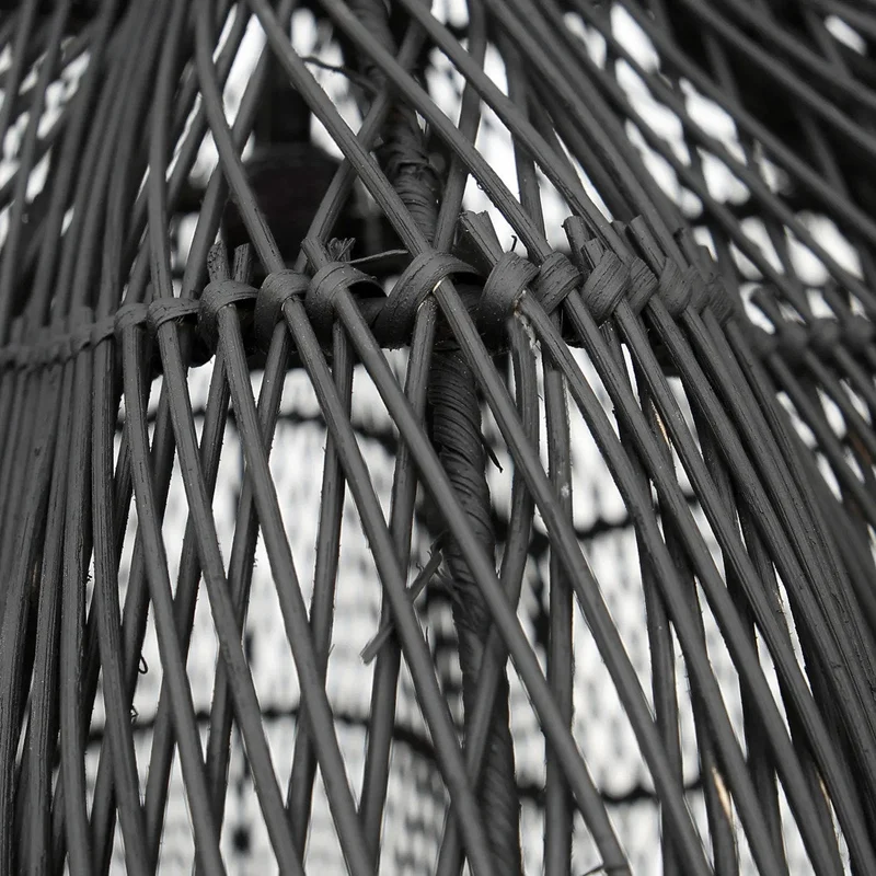 Pendelleuchte – Schwarzes Rattan, Diamant Geflecht, Konische Form, XL - Whipped | Bazar Bizar Antwerp