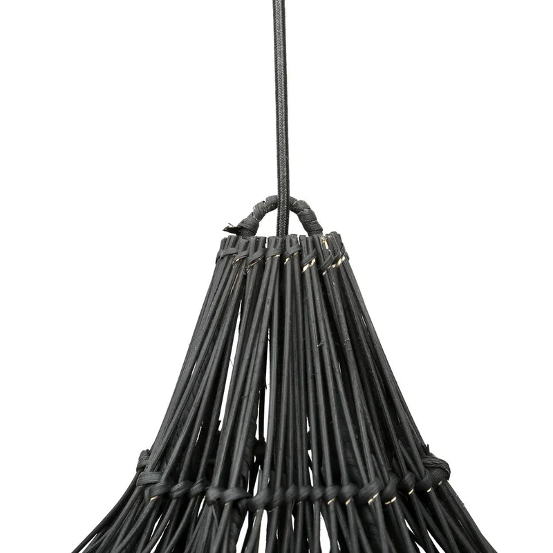 Pendelleuchte – Schwarzes Rattan, Diamant Geflecht, Konische Form, XL - Whipped | Bazar Bizar Antwerp