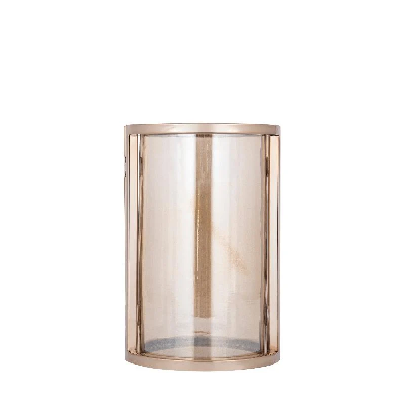 Windlicht – Modernes Design, Runde Form, Edelstahl Material, Braun, S – Jarie | PTMD