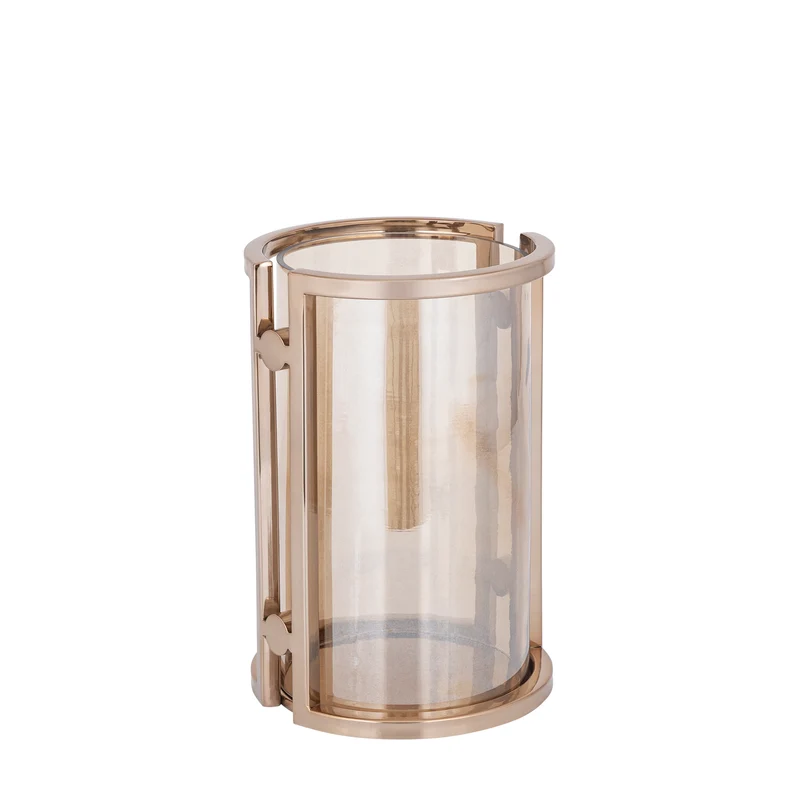 Windlicht – Modernes Design, Runde Form, Edelstahl Material, Braun, S – Jarie | PTMD