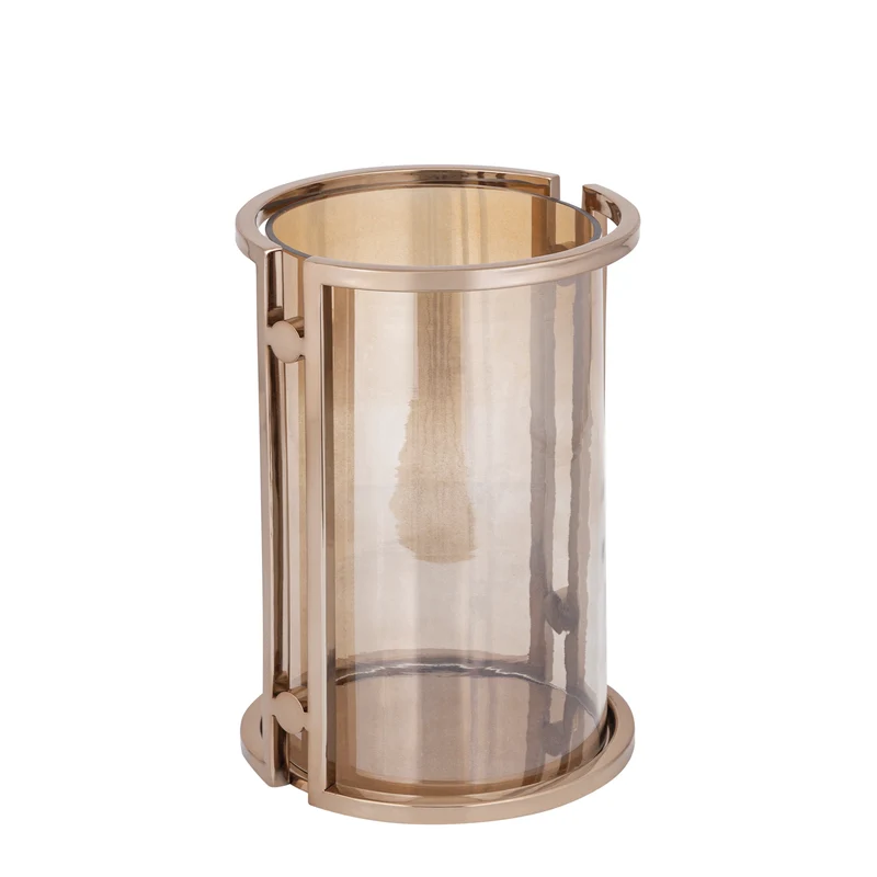 Windlicht – Modernes Design, Runde Form, Edelstahl Material, Braun, L – Jarie | PTMD