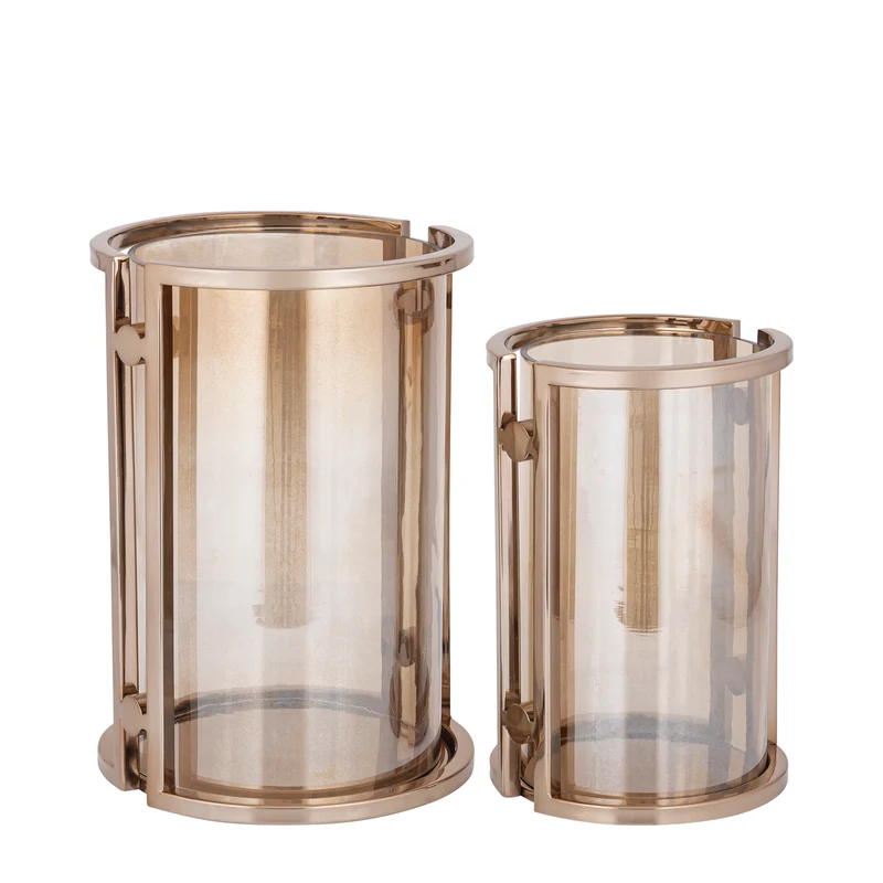Windlicht – Modernes Design, Runde Form, Edelstahl Material, Braun, L – Jarie | PTMD