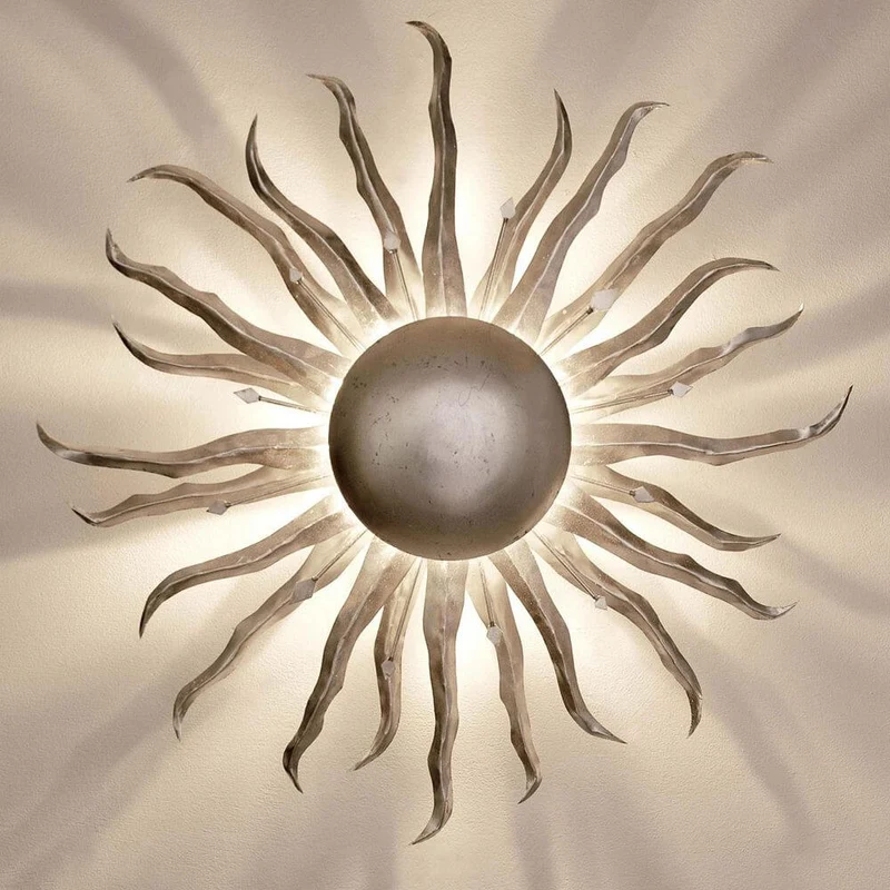 Wandleuchte 2-flammig Sonne Grande Eisen Silber