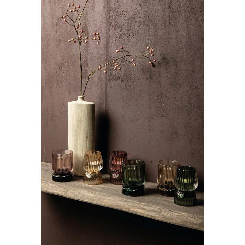 LED Leuchte – Gerippte Struktur, Rundes Glasdesign, Grün – Comrad | PTMD