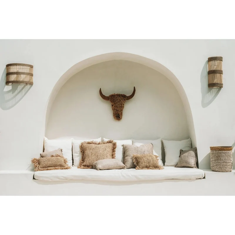 Wandleuchte – Rattanmaterial, Geflochtenes Design, Halbzylinderform, M - Jalal | Bazar Bizar Antwerp