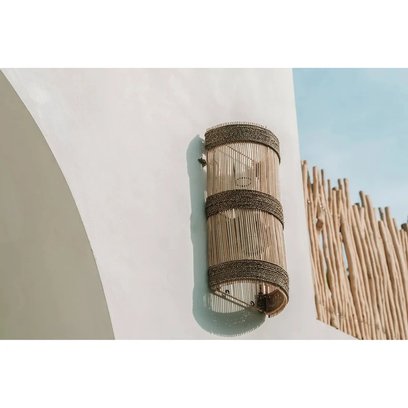 Wandleuchte – Rattanmaterial, Geflochtenes Design, Halbzylinderform, M - Jalal | Bazar Bizar Antwerp